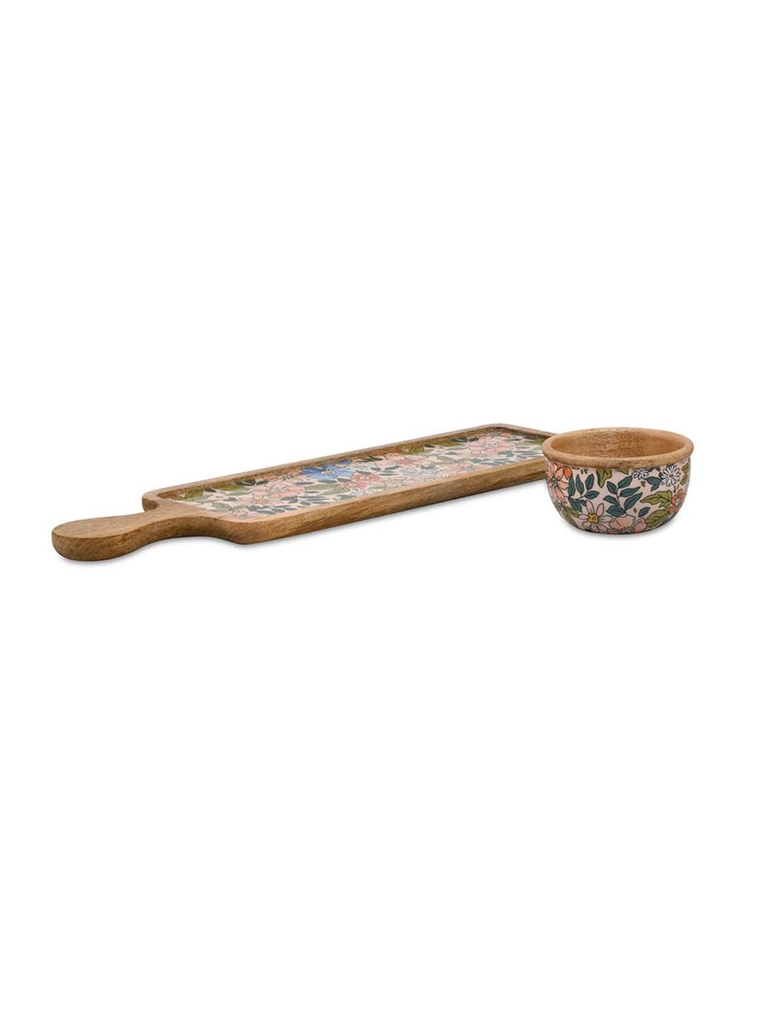 @Home Multicolor Mango Wood Serving Platter & Bowl Set
