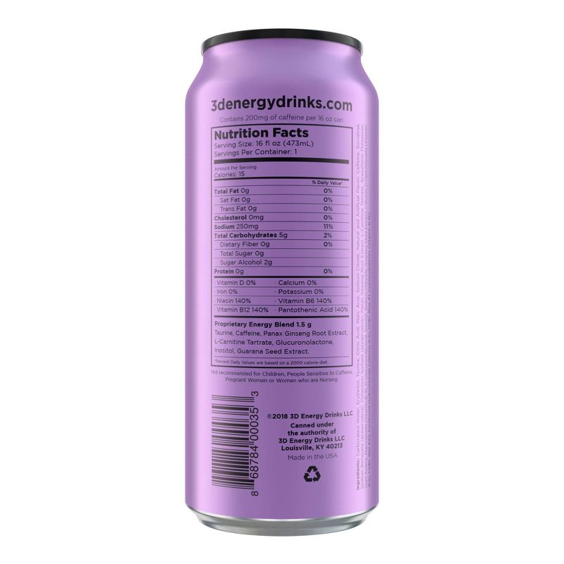 3D Grape Energy Energy Drink - 16 fl oz Can