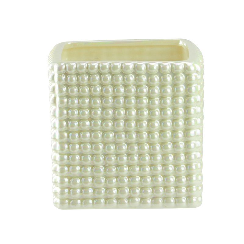 Napco 5.5" Iridescent Cube Hobnail Indoor Planter - White