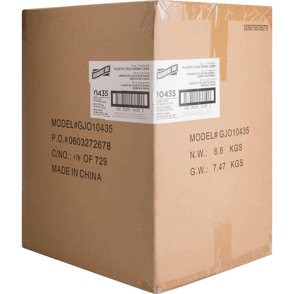 Genuine Joe Plastic Cup 12 oz 1000/CT Translucent 10435