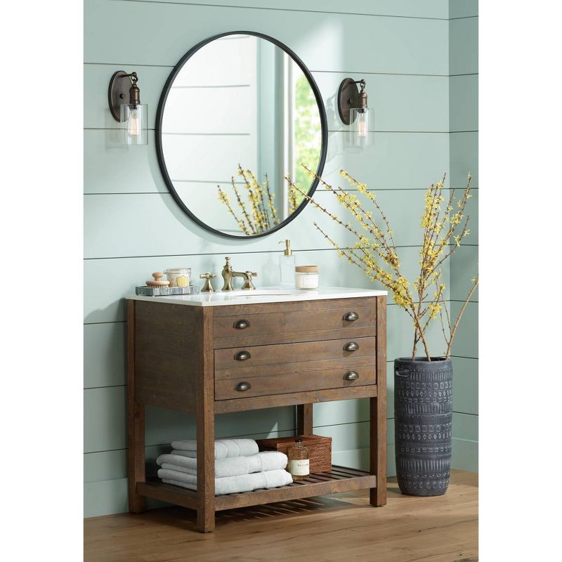 Uttermost Mayfair Matte Black 34" Round Wall Mirror