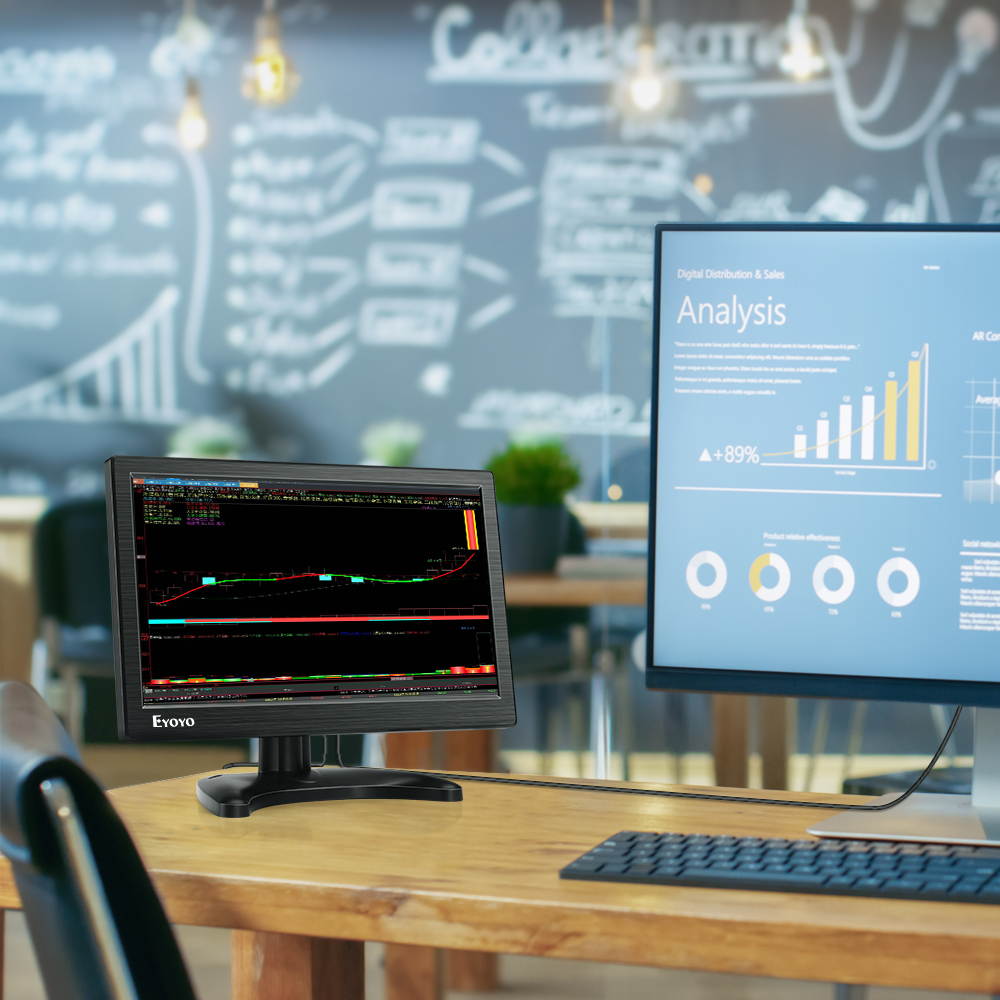 Eyoyo Portable Small HDMI Monitor 12" LCD Monitor 1366x768 w/HDMI VGA BNC AV Inputs Built-in Speaker