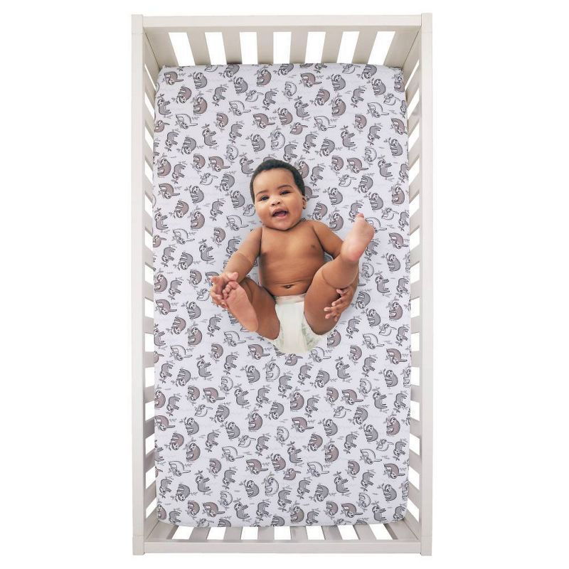 Little Love by NoJo Sloth Let's Hang Out All Over Print Crib Sheet