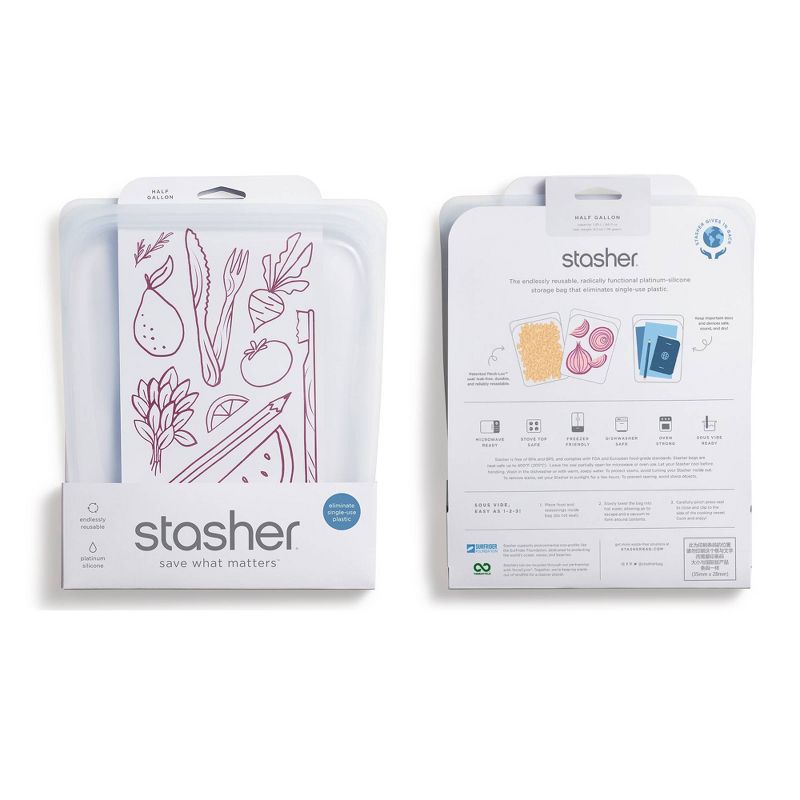 stasher Reusable Food Storage Half Gallon Bag - Clear
