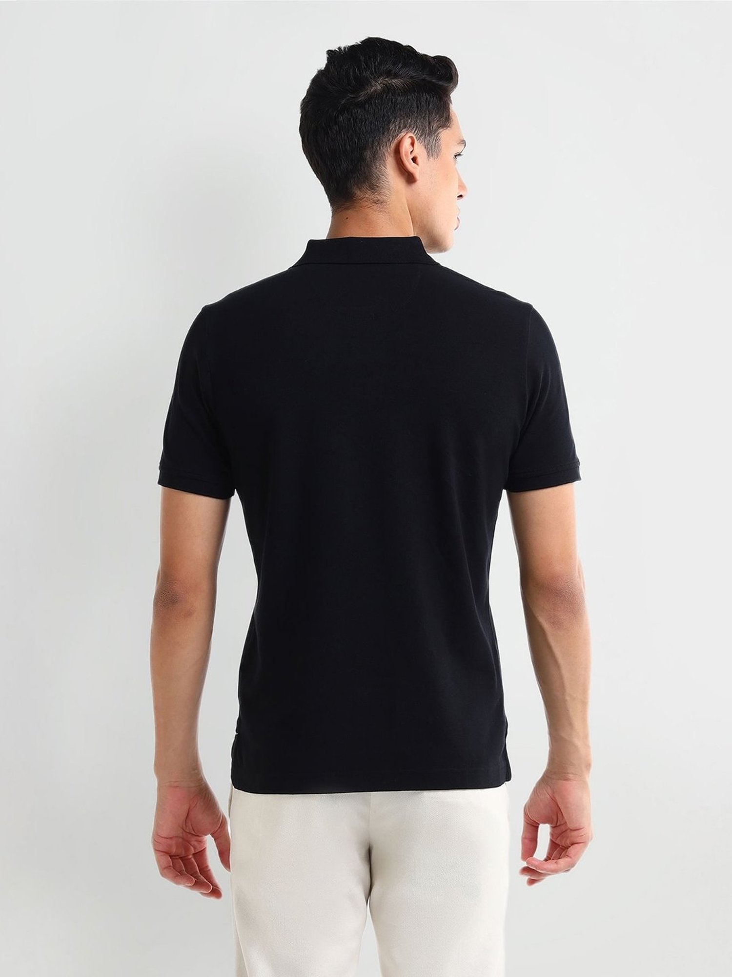 Arrow Blue Regular fit Solid Polo T-Shirt