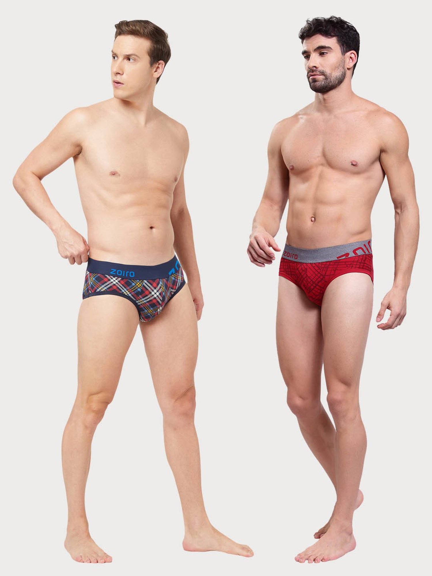 Zoiro Red & Total Eclipse Regular Fit Checks Briefs - Pack Of 2