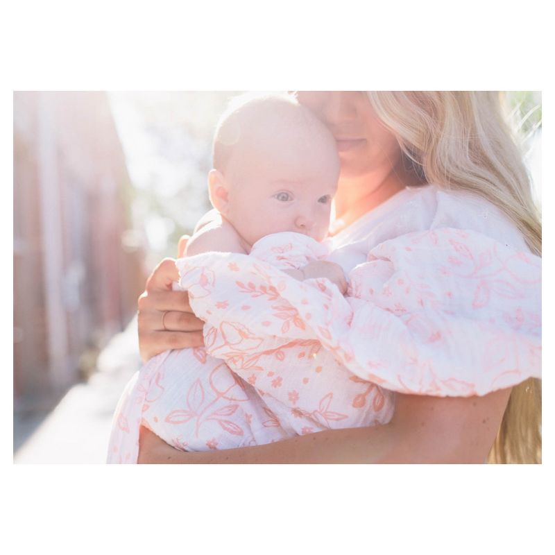 Little Unicorn Cotton Muslin Swaddle Blankets- Watercolor Roses