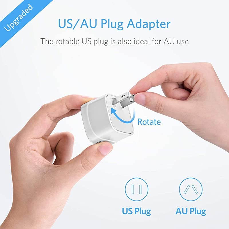 Universal Travel Adapter 220V to 110V Voltage Converter with 6A 4-Port USB Charging and UK/AU/US/EU Worldwide Plug Adapter (White)