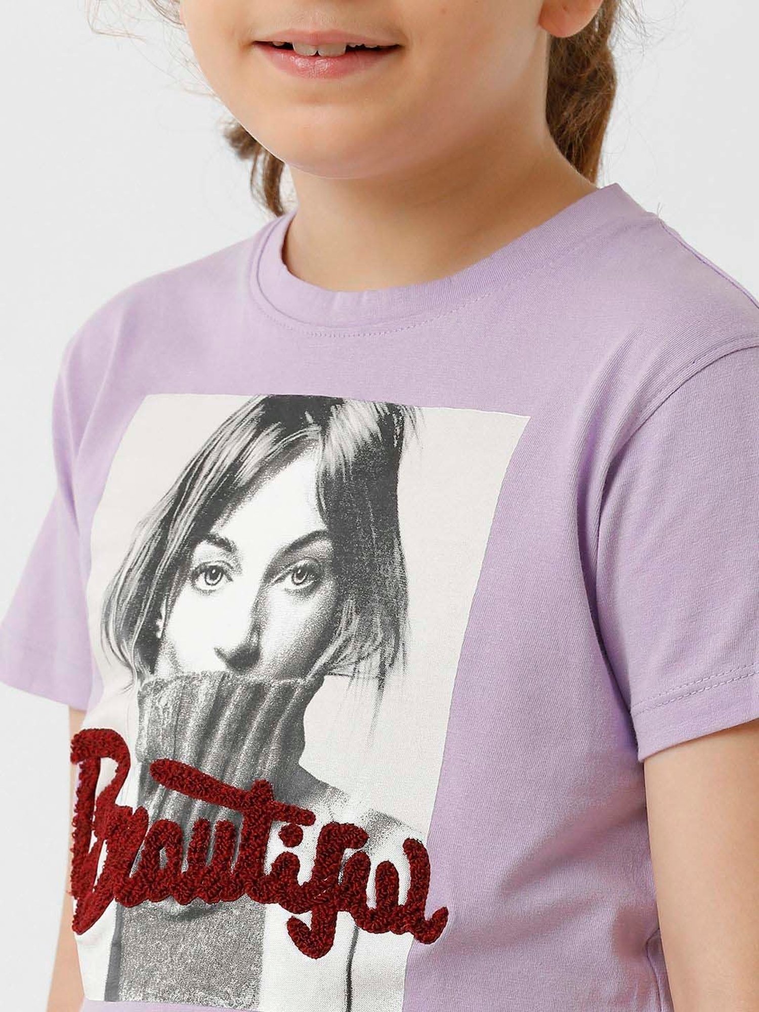 Kate & Oscar Kids Purple Cotton Printed T-Shirt