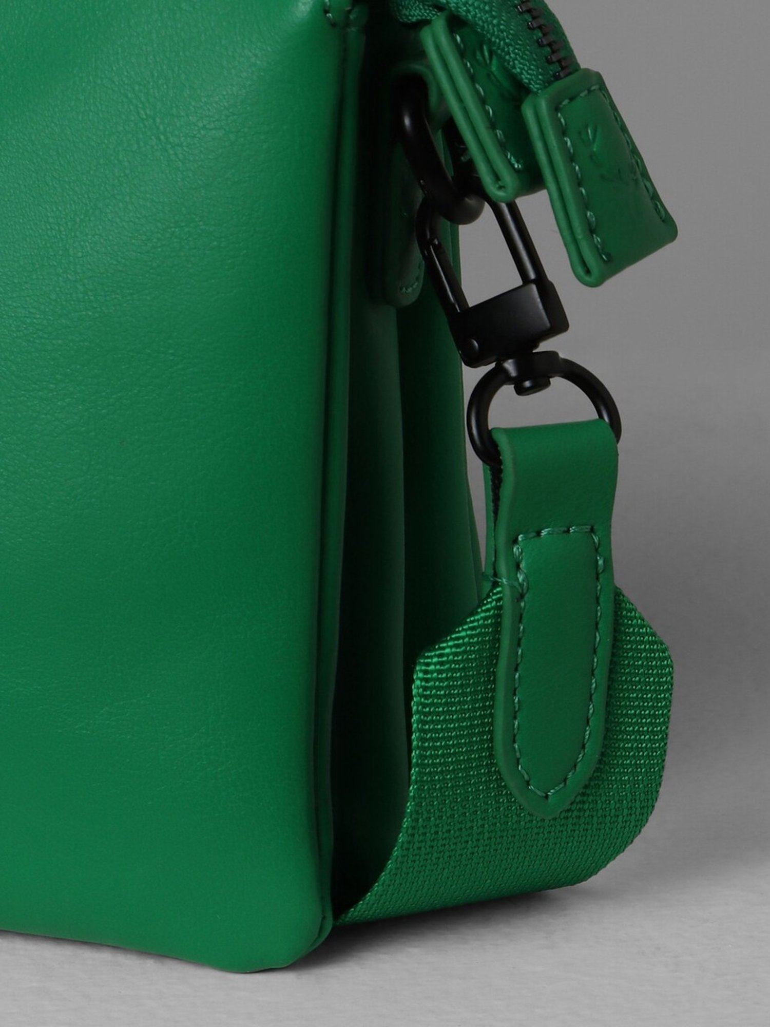 Allen Solly Green Logo Medium Sling Handbag