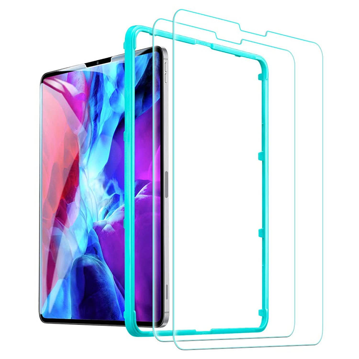 ESR (2-Pack) Glass Screen Protector for iPad Pro 12.9 (2020/2018) [Face ID Compatible] [Free Installation Frame] 9H-Hard HD Clear Tempered-Glass Screen Protector for the iPad Pro 12.9-Inch 2020