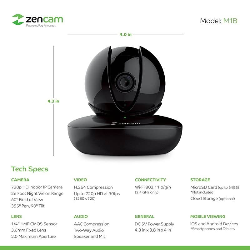 Amcrest  WiFi Camera Pet Dog Camera Nanny Cam with TwoWay Audio Baby Monitor with Cell Phone App PanTilt WiFi Wireless IP Camera Micro SD Card RTSP Cloud Night Vision M1B