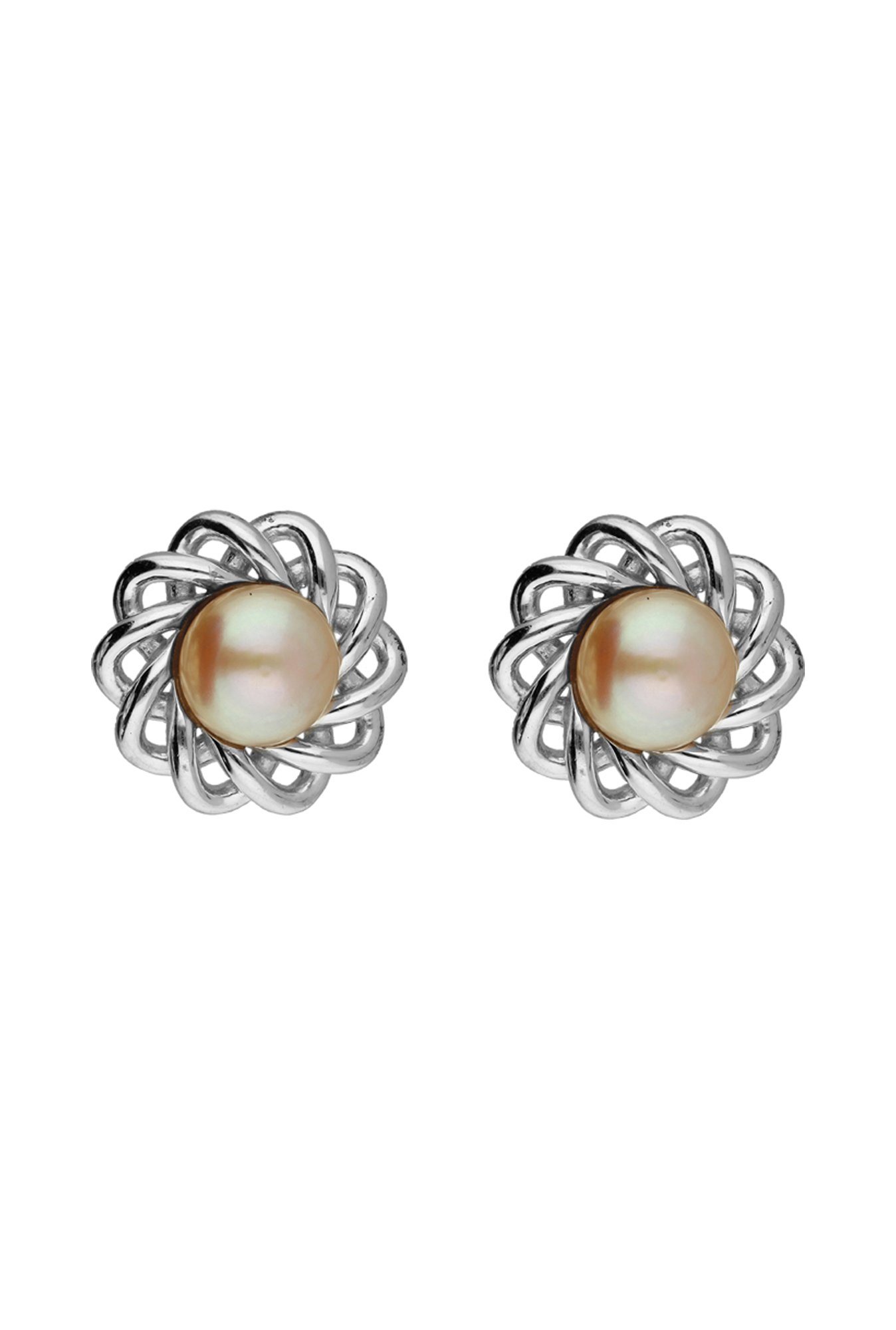 Sri Jagdamba Pearls Flower 92.5 Sterling Silver Earrings