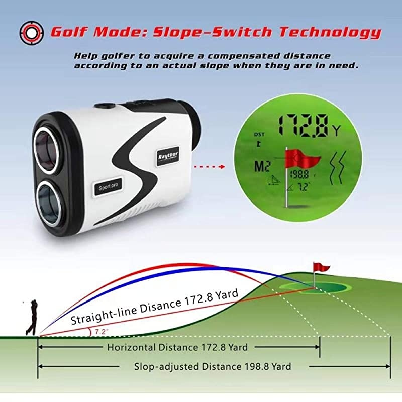Golf Rangefinder, 6X Rechargeable Laser Range Finder 1000 Yards with Slope Adjustment, Flag-Lock with Vibration, Fast Focus System, Continuous Scan, Help You Choose The Right Club