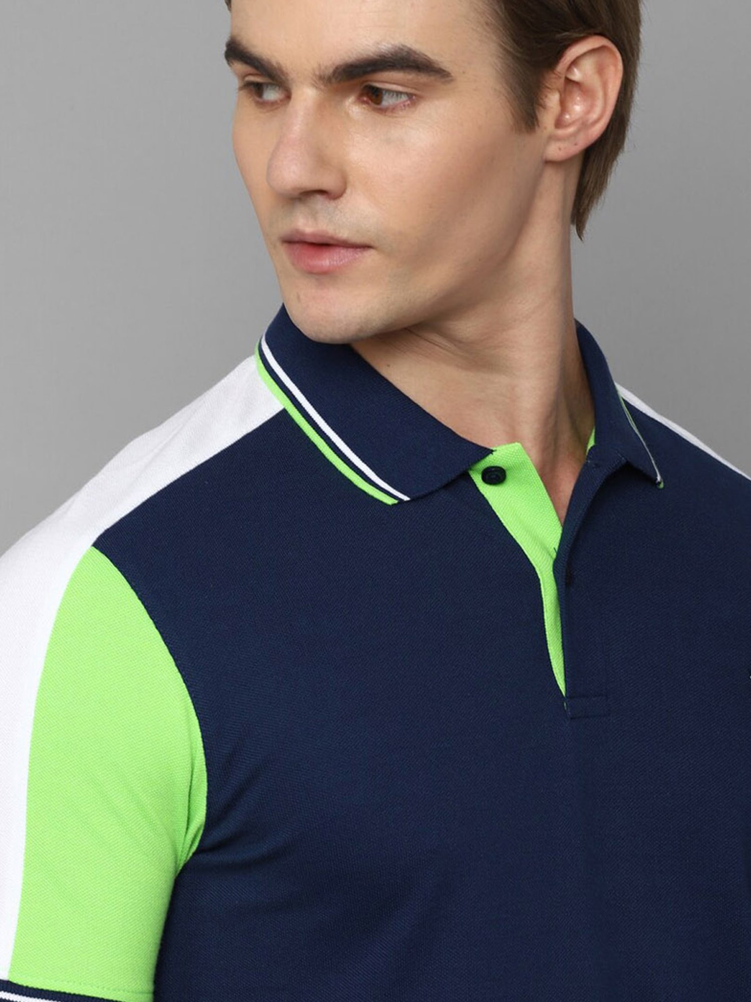 Louis Philippe Sport Navy Slim Fit Printed Polo T-Shirt