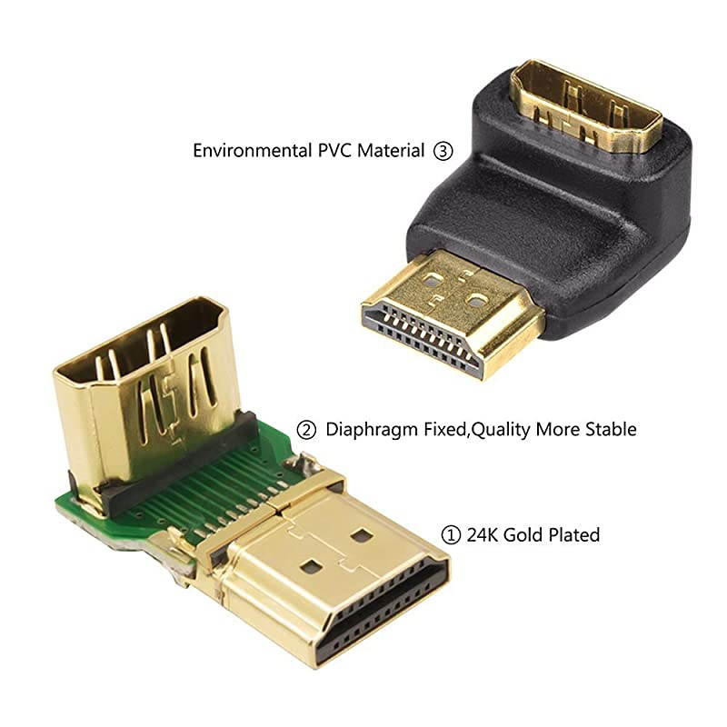 3 Combos 3D4K Supported HDMI 90 Degree and 270 Degree Male to Female Adapter