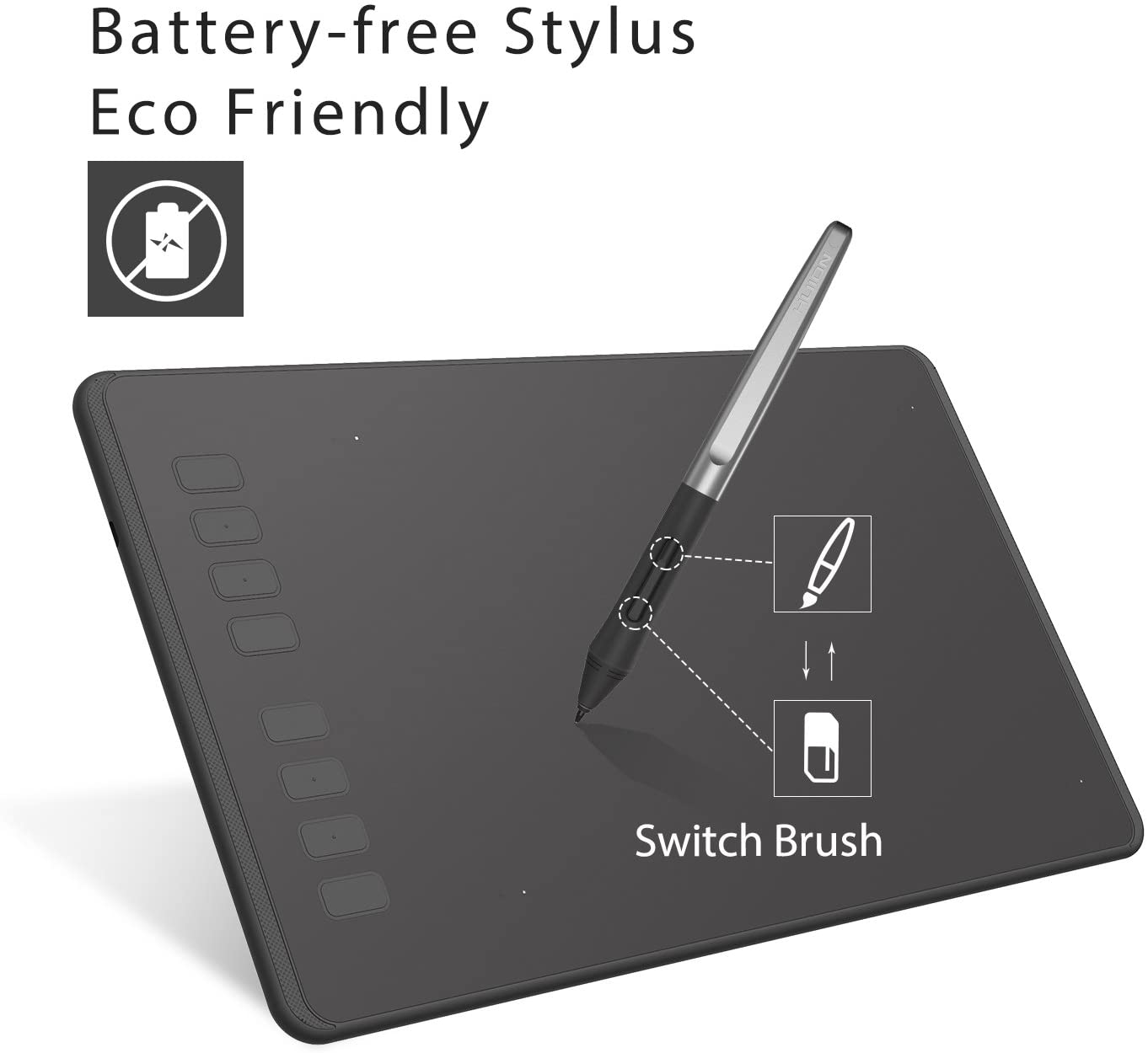HUION Inspiroy H950P Drawing Tablets Digital Drawing Pad Computer Graphic Tablet, Tilt Feature Battery-Free Pen 8192 Pressure Sensitivity and 8 User-Defined Shortcuts