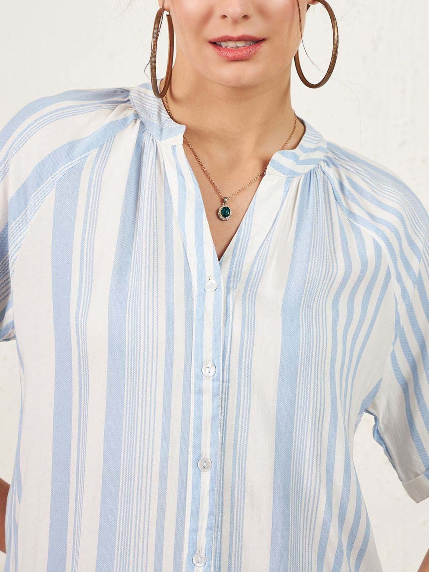 Carlton London Blue & White Striped Top