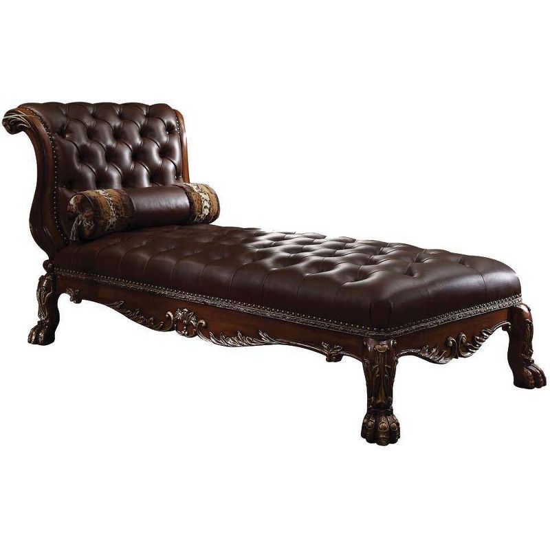 Pease Contemporary Faux Leather Upholstered Crystal Button Tufted Chaise Lounge White - Baxton Studio