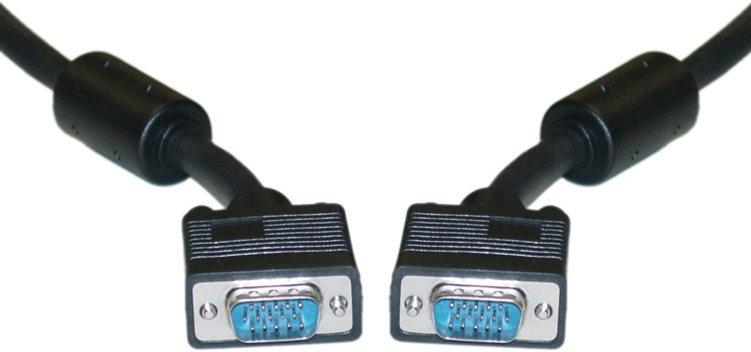 VGA to VGA Cable SVGA HD15 Male Coaxial Computer Monitor Cable with Ferrites Male to Male Double Shielded HD Resolution 2048P Video Cable Black 75 feet Cablewholesale