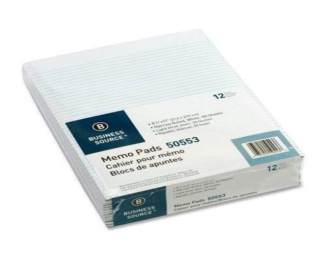 BSN50553 - Business Source Glued Top Ruled Memo Pads - Letter
