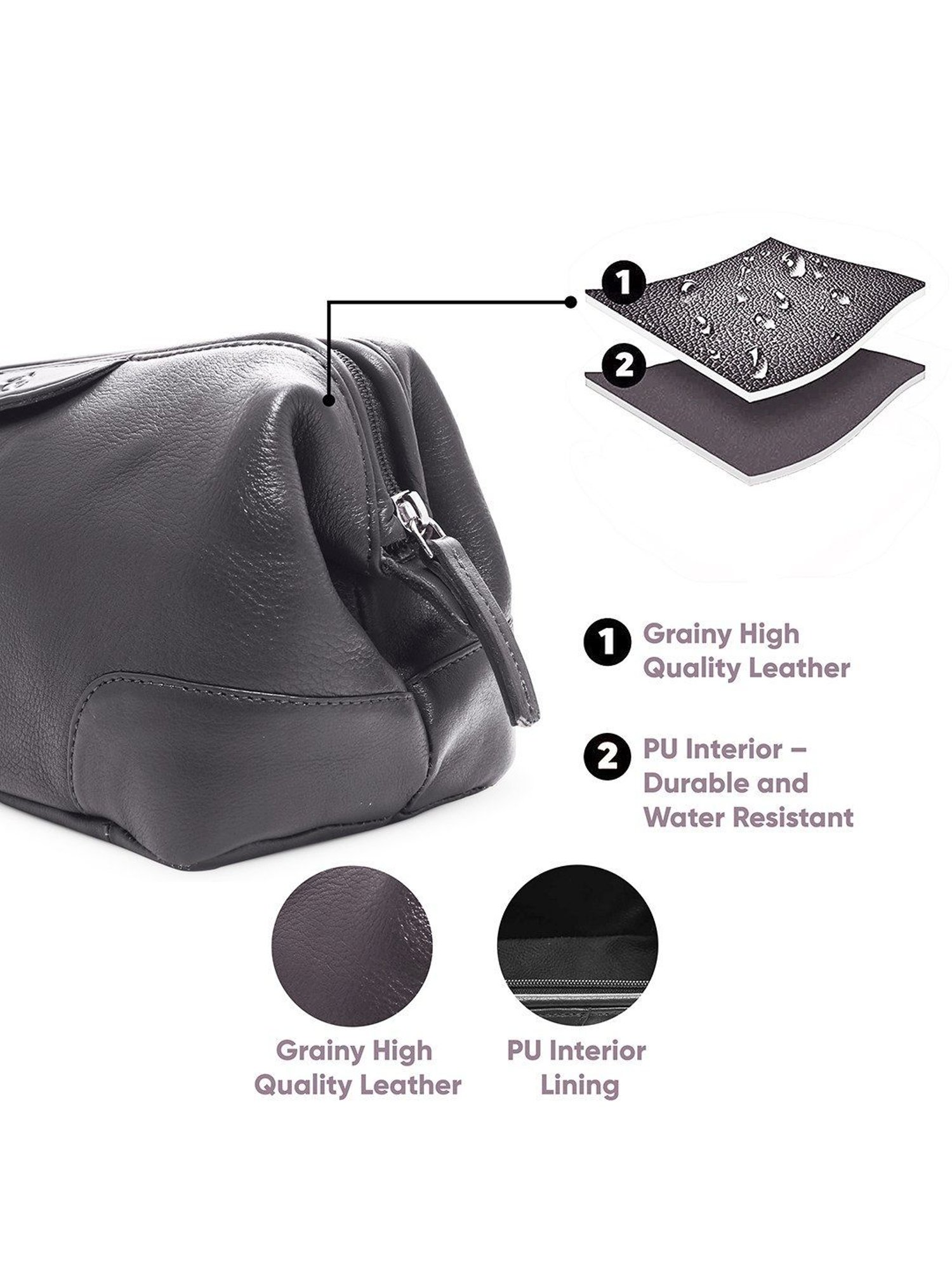 Kara Black Unisex Leather Pouch