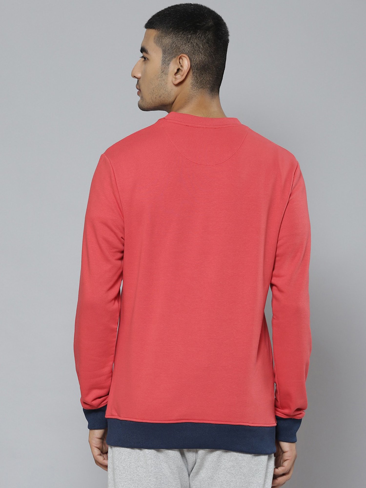 ALCIS Red Regular Fit Round Neck Sweatshirt