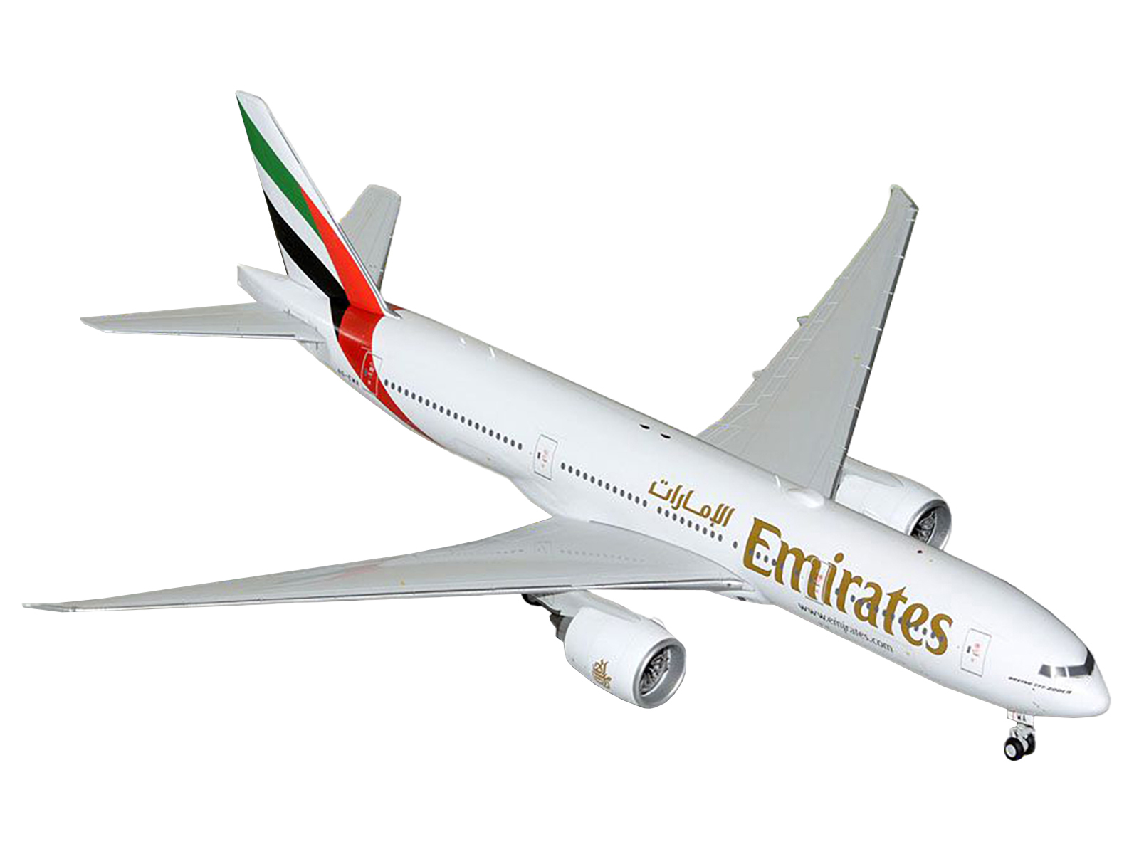 Boeing 777-200LR Commercial Aircraft "Emirates Airlines" (A6-EWA) White with Striped Tail "Gemini 200" Series 1/200 Diecast Model Airplane by GeminiJets