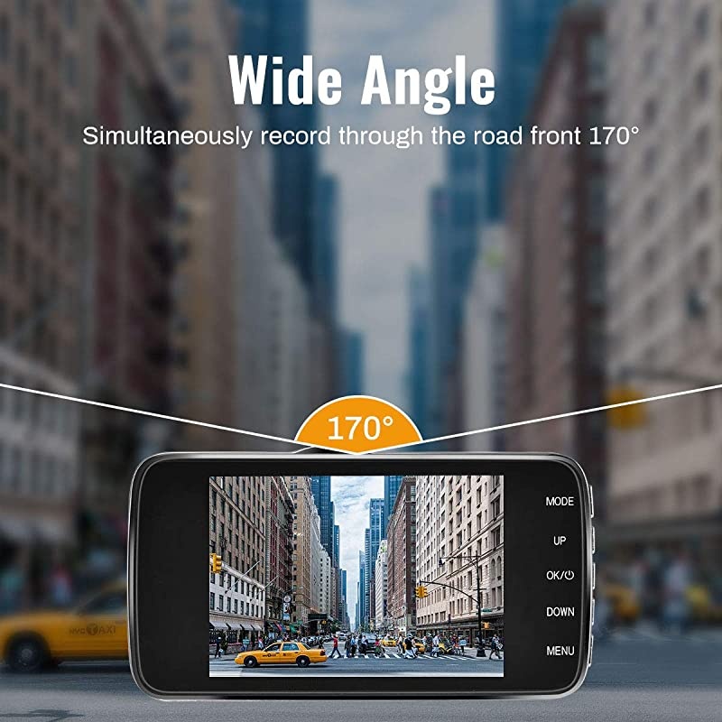 Dash Cam Front and Rear  Backup Camera Dashboard Camera 170&deg;Wide Angle Car DVR with 4'' LCD Screen Dual Dash Cam with Night Vision WDR G-Sensor Parking Monitor Loop Recording Motion Detection