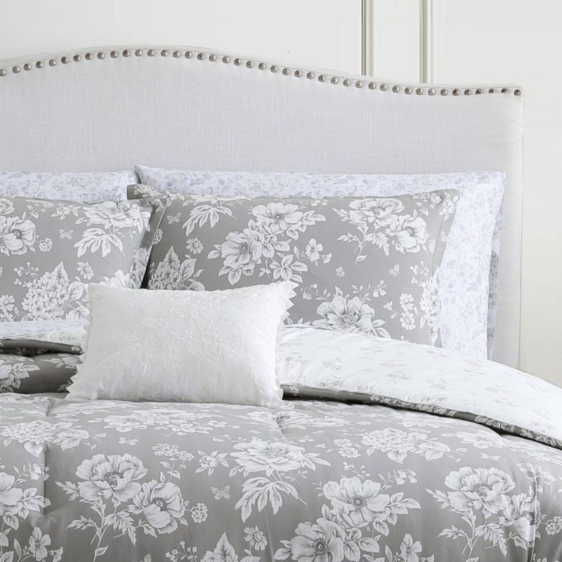 Full/Queen Katherine Comforter/Sham Set Gray - Stone Cottage