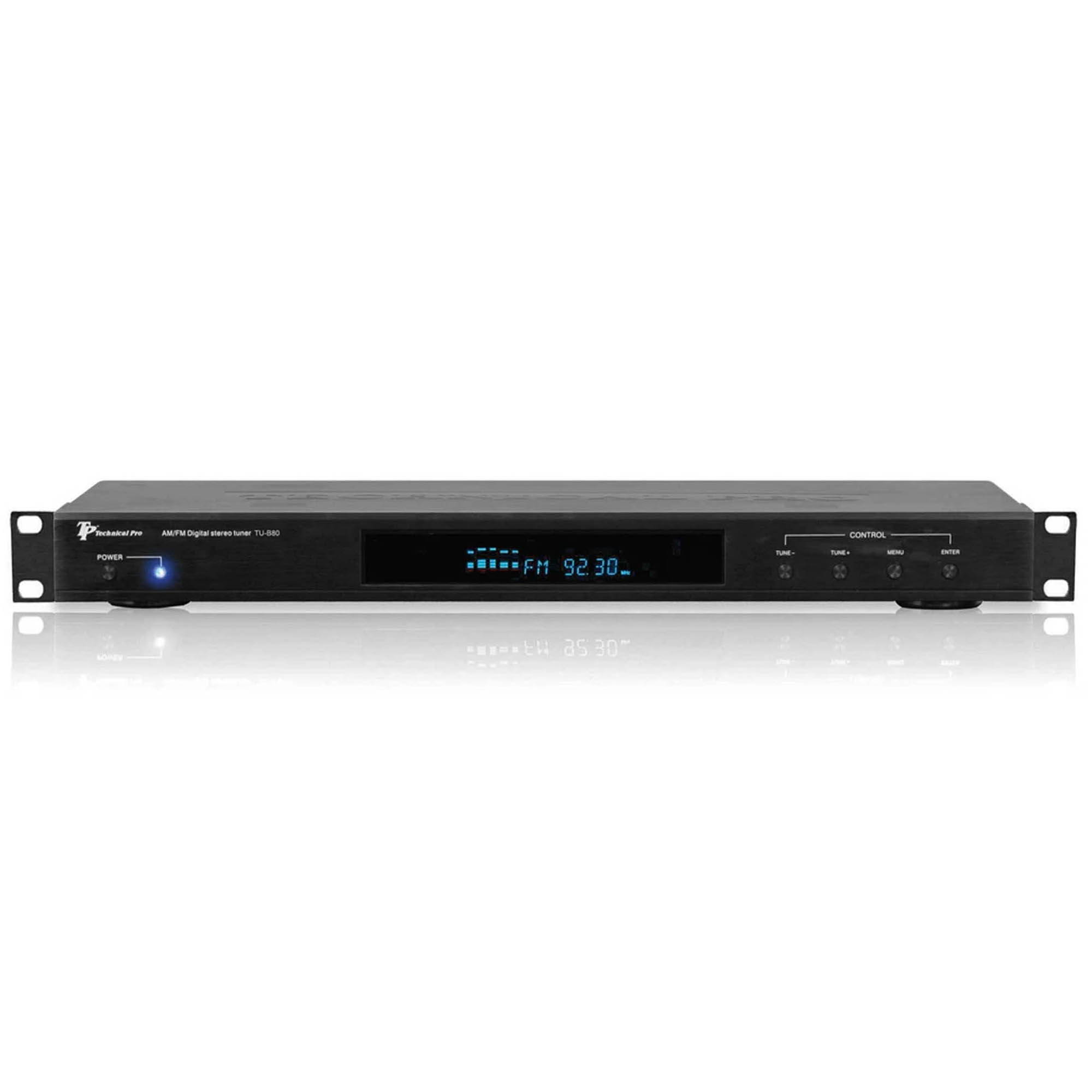 Technical Pro Professional AM/FM Digital Tuner, 60 Stations Storage, Space-Saving & Compact Design, Remote Control, Preset Times ON/OFF, LED light