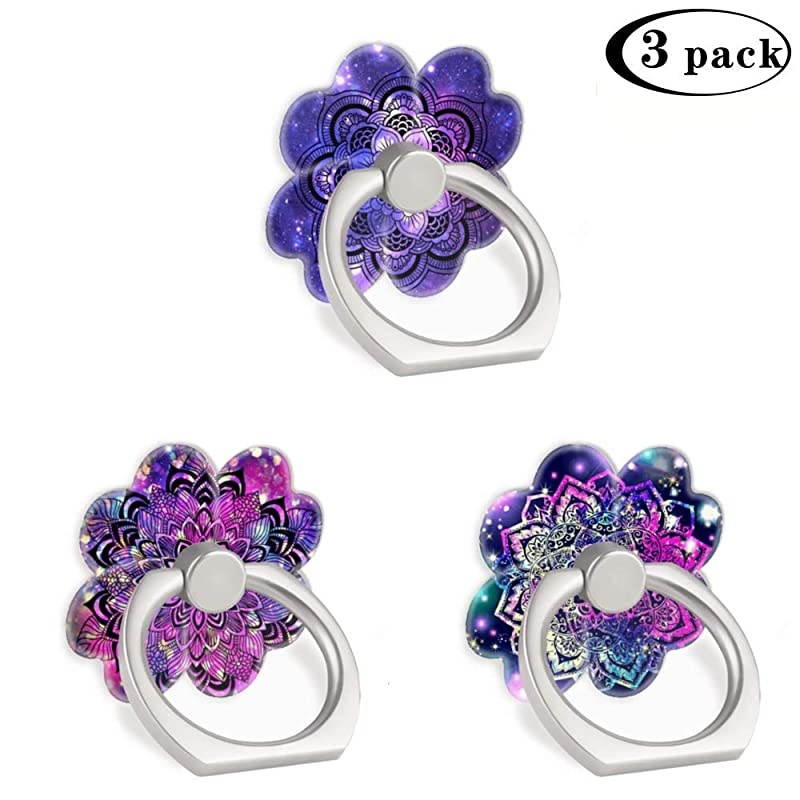 Pack) Mobile Phone Ring Holder Finger Grip,Mandala Purple Blue Galaxy Flower Glitter Cell Phone Stand Kickstand Compatible with All Smartphone