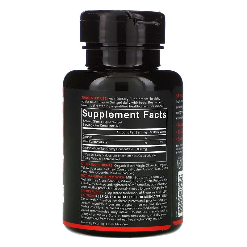 Sports Research Tart Cherry Concentrate, 800 mg, 60 Softgels, Greens and Superfood Supplements