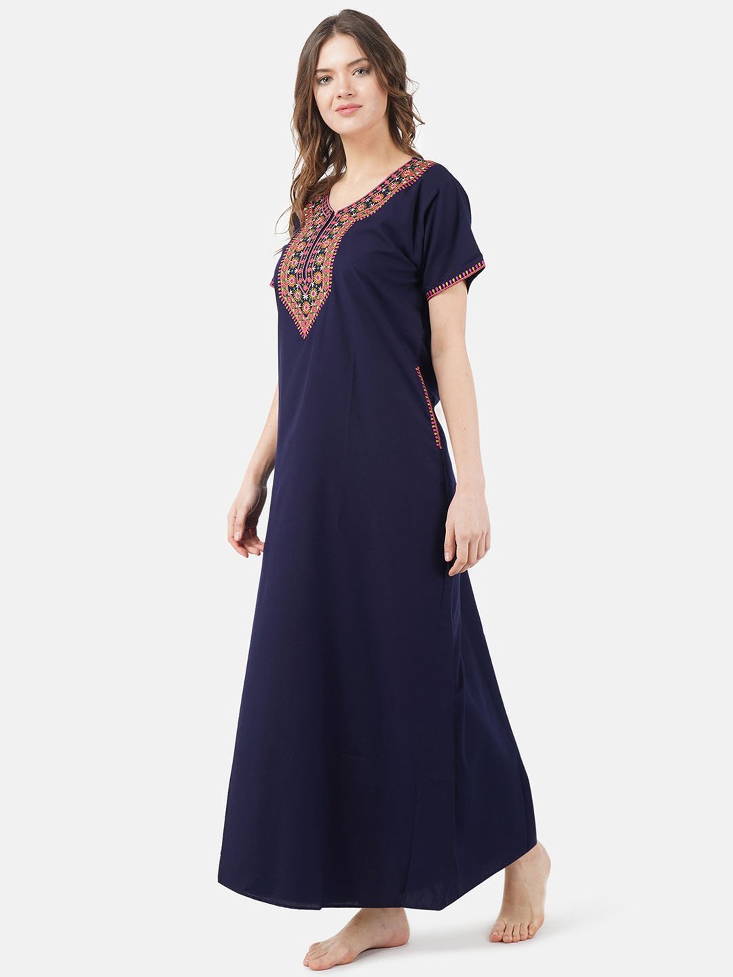 KOI SLEEPWEAR Indigo Embroidered Nighty