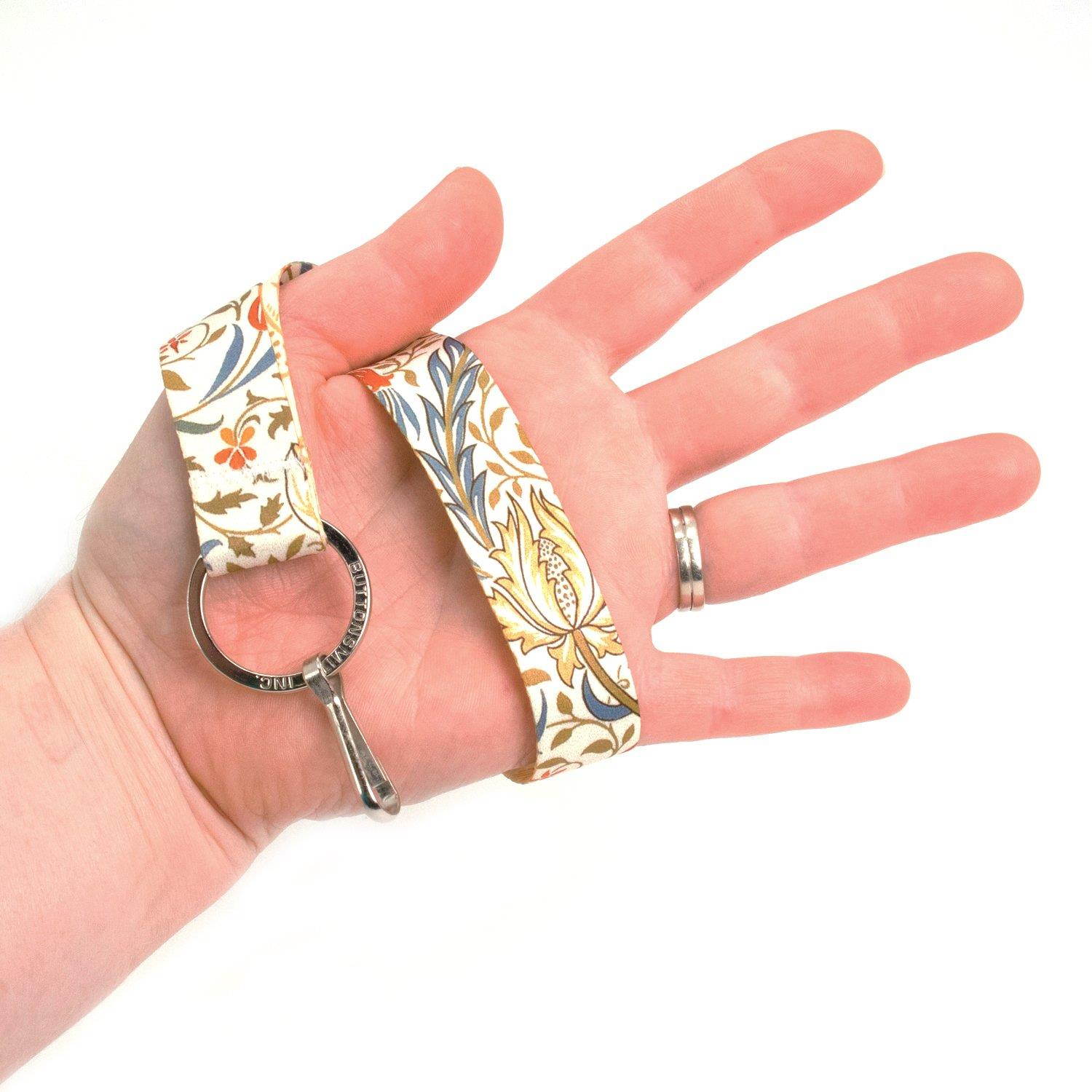 Buttonsmith William Morris Flora Premium Wristlet Lanyard with Flat Ring - Made in USA