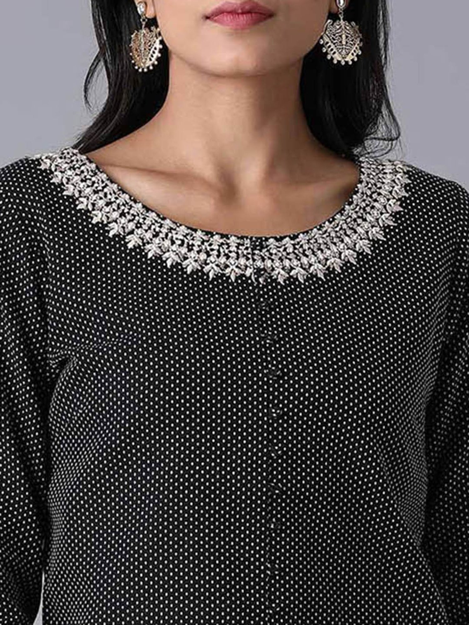 W Grey Box Embroidered Top