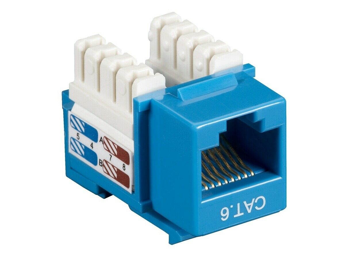 BLACK BOX CAT6J-BL-10PAK CAT6 KEYSTONE JACK - UNSHIELDED, RJ-45, BLUE, 10-PAC...
