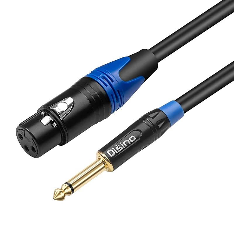 Female XLR to 1/4 Inch (6.35mm) TS Mono Jack Microphone Cable, Unbalanced 3 Pin XLR Female to Quarter inch TS Plug Mic Cord for Dynamic Microphone - 16.6 Feet/5 Meters