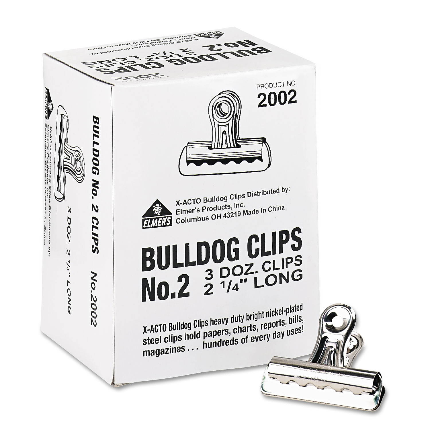 X-Acto Bulldog Clips, Medium, Nickel-Plated, 36/Box 2002LMR