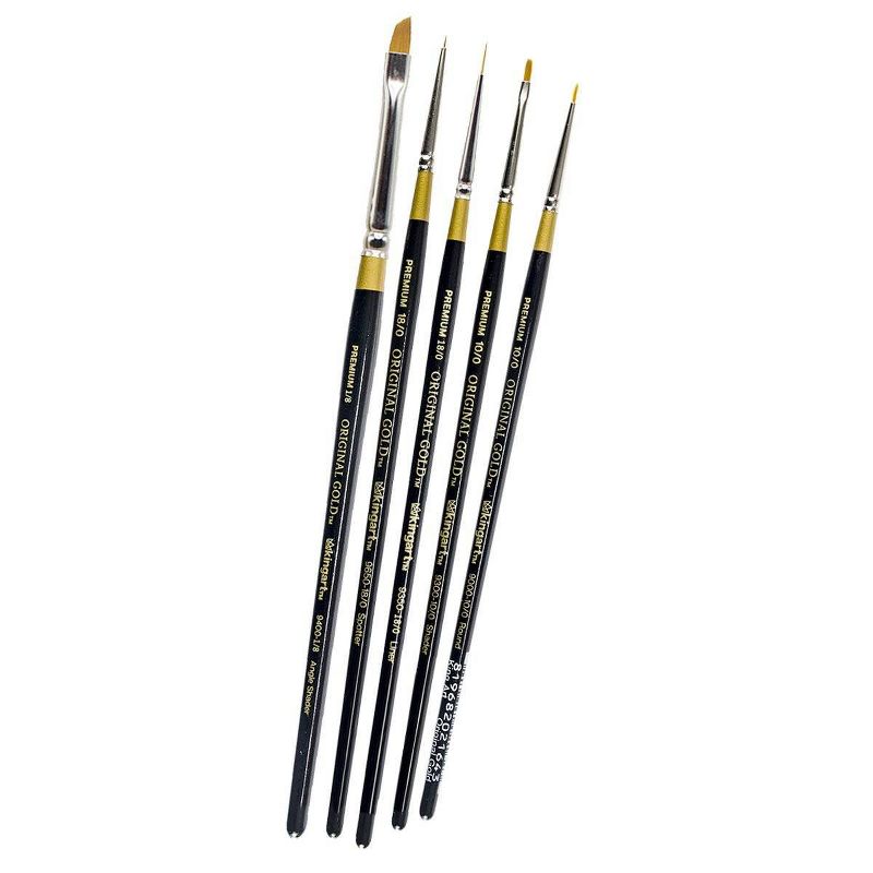 Kingart 5ct Original Gold Micro Detail Brush Set