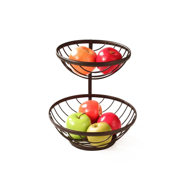 Spectrum Bloom Arched 2-Tier Steel Fruit Server - Satin Nickel