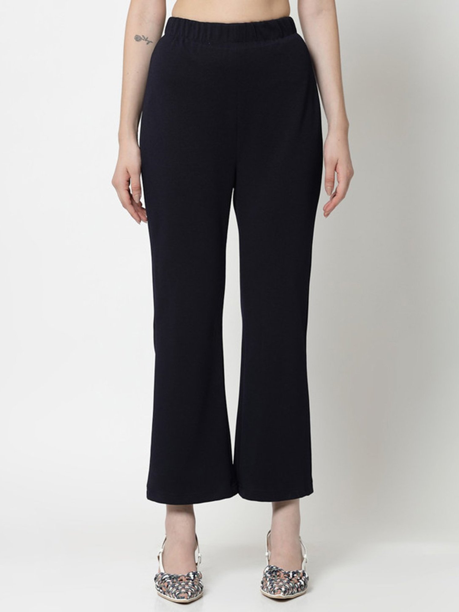 Office & You Navy Regular Fit Mid Rise Trousers