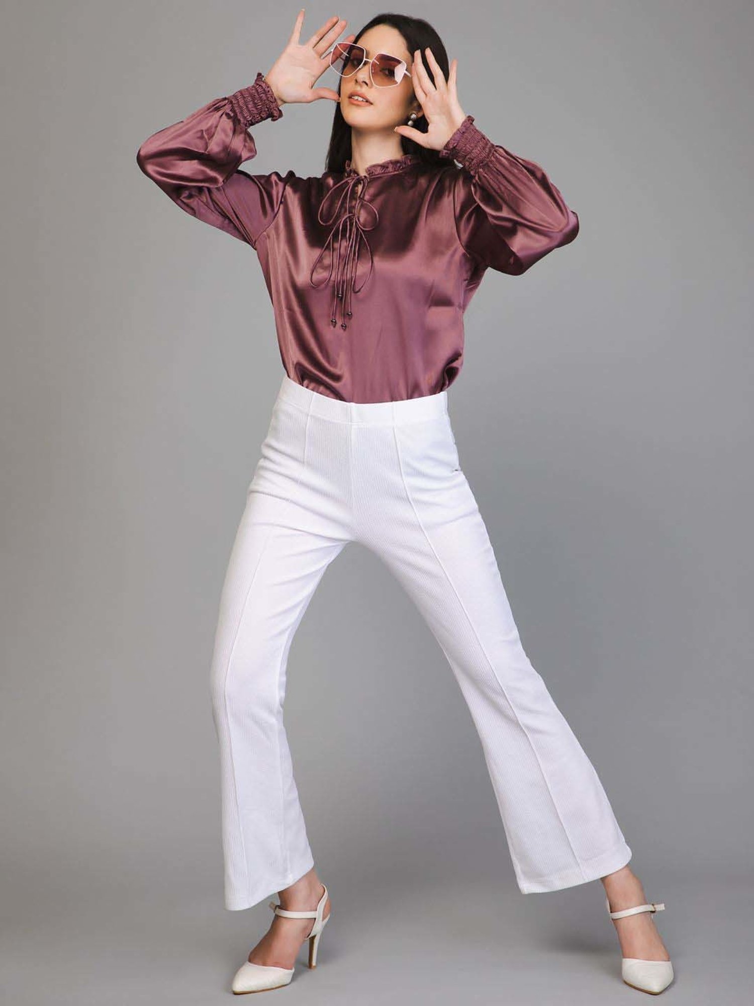 PURYS Purple Regular Fit Top