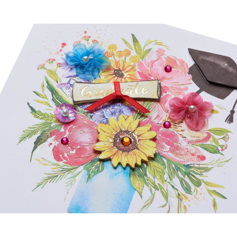 Graduation Greeting Card Floral Cap Diploma - PAPYRUS