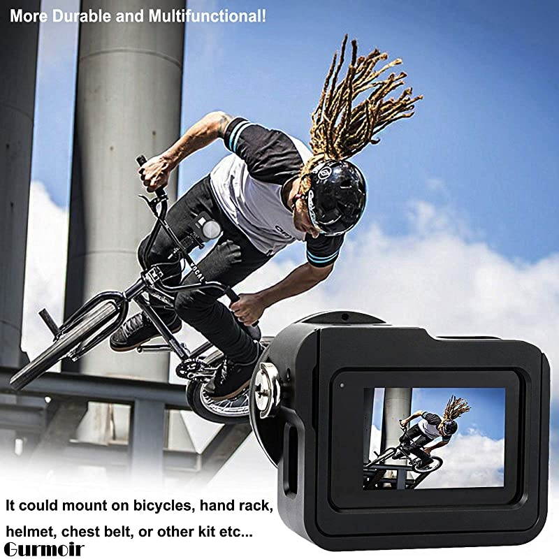 Back Door Case Aluminum Alloy Frame Housing for Gopro Hero 8 Black Action Camera, Wire Connectable Protective Metal Side Open Shell with 52mm UV Filter for Gopro Hero 8