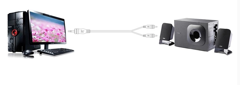 3.5mm AV Gold Plated Male Plug to 2 RCA Male Stereo Audio AV Cable 5FT 1.5meters