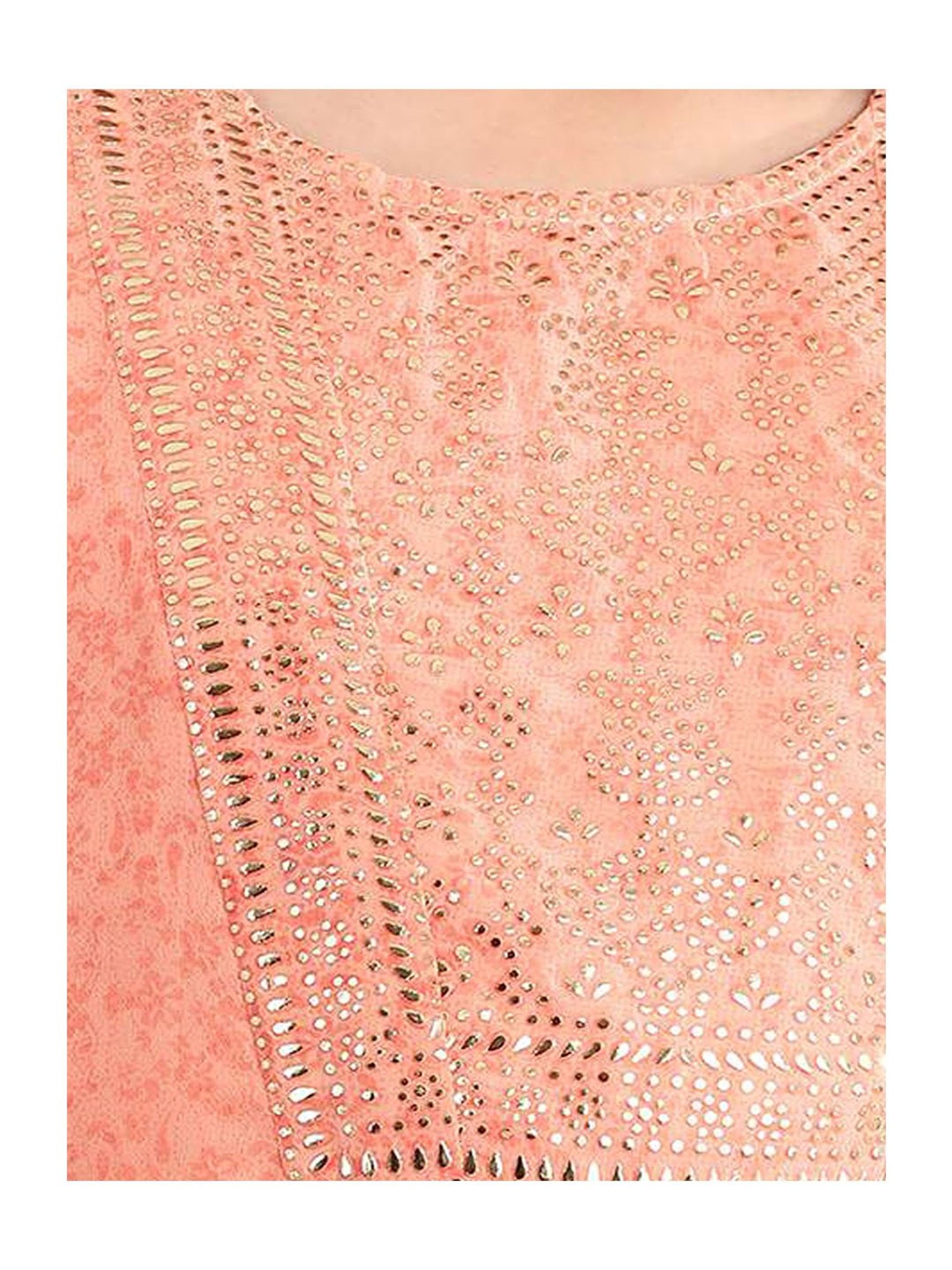 Aurelia Kids Peach Embellished Kurta with Leggings