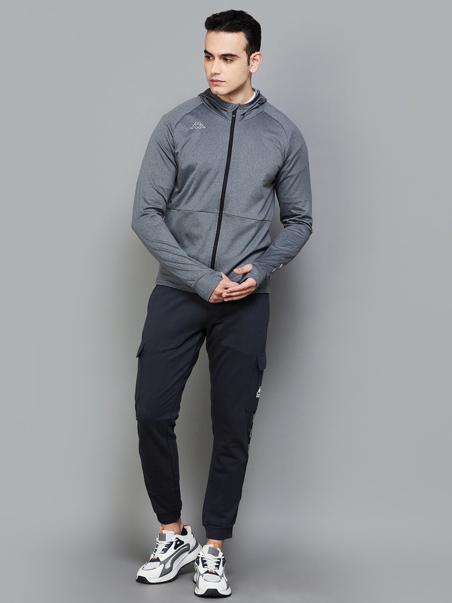 KAPPA Black Regular Fit Hooded T-Shirts