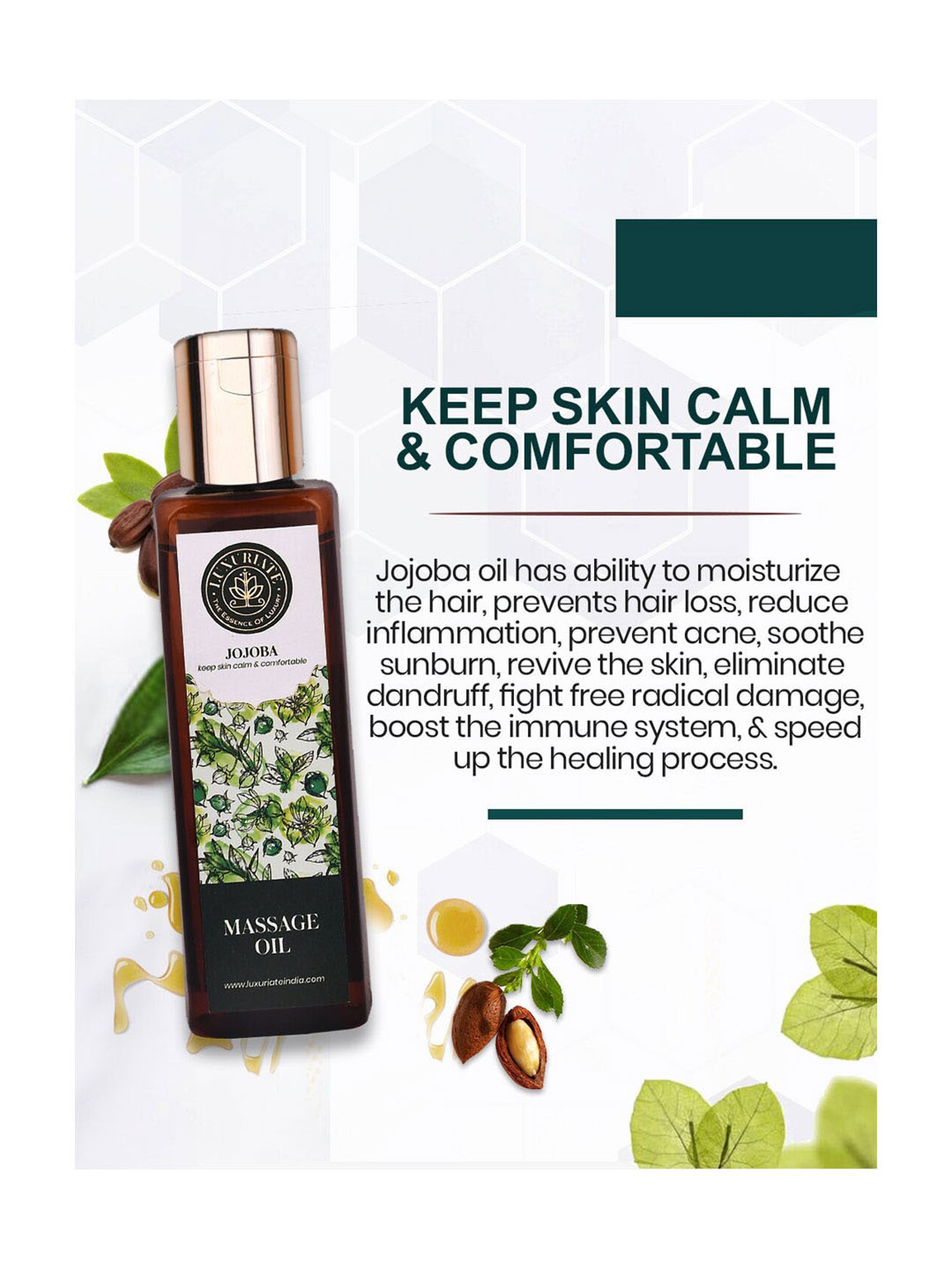 Luxuriate Jojoba Massage Oil and Herbal Tea Tree Face Wash Combo