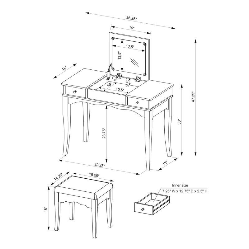 Salisbury Vanity w/Mirror White - Chique
